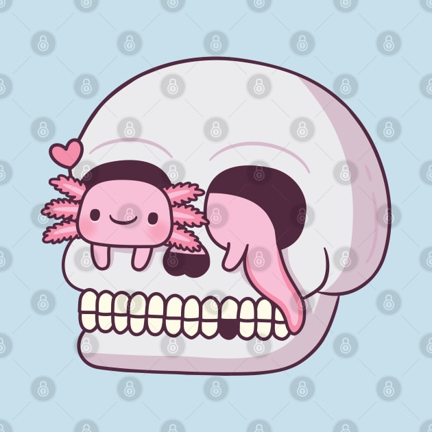 Cute Axolotl In Skull by rustydoodle