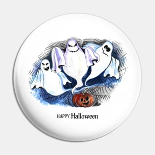 Happy Halloween Ghosts Pin