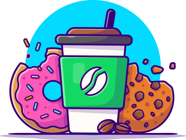 Coffee Cup, Cookies And Doughnut Cartoon Vector Icon Illustration Kids T-Shirt by Catalyst Labs