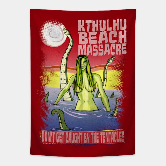 Kthulu Beach Massacre Tapestry by Flush Gorden