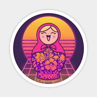 Synthwave kawaii Russian Doll Magnet