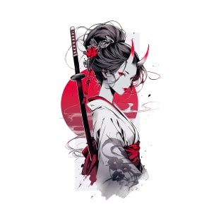 Geisha katana behind T-Shirt