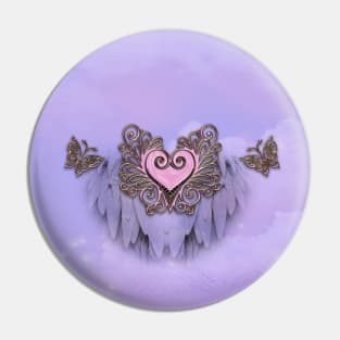 Wonderful elegant heart with feathers Pin