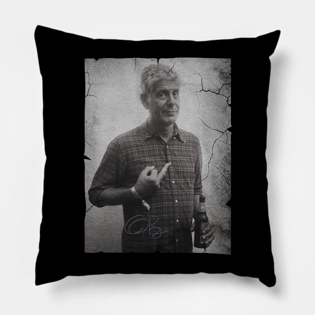 Anthony Bourdain Vintage Pillow by Nyepelekan