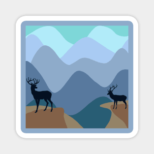 Deer over the horizon Magnet