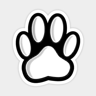 White Dog Paw Print With Newsprint Effect Magnet