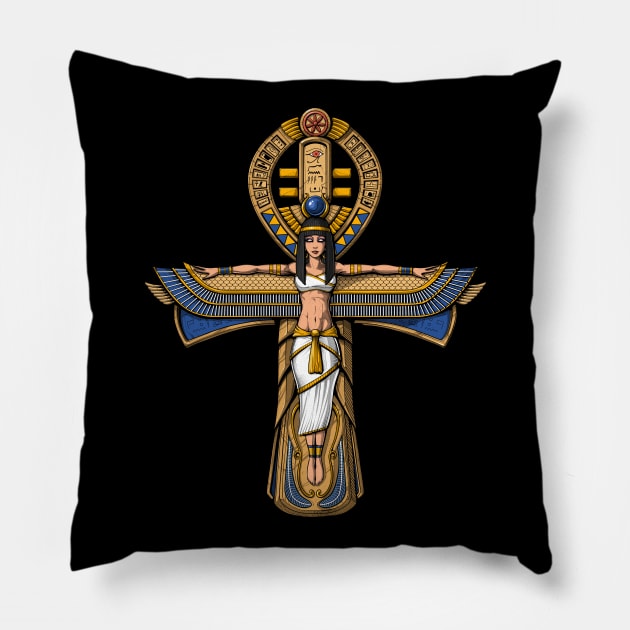 Egyptian Ankh Cross Pillow by underheaven