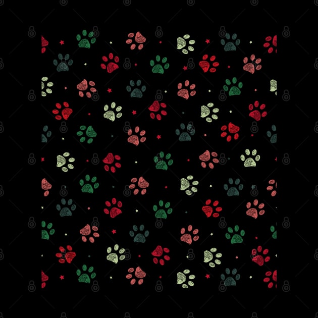 Christmas colored paw prints by GULSENGUNEL