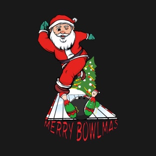 Bowling Santa In Christmas Mood Meets The Elf Pins T-Shirt