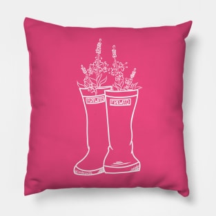 Fireweed White Lineart Xtratuf Pillow