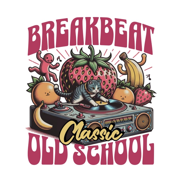 BREAKBEAT  - Cat Dj Fruit Platter (Strawberry) by DISCOTHREADZ 