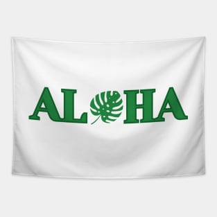 aloha with monstera design green Tapestry