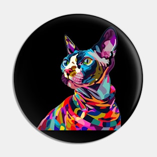 Sphynx Cat Painting Colorfull Pop Art Design For Cat Onwer Pin
