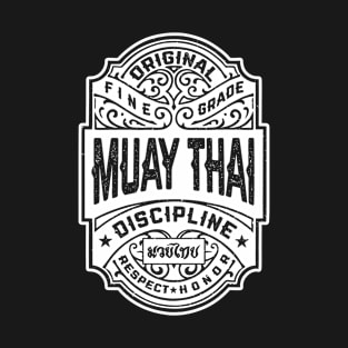 Muay Thai Boxing MMA Fighter Vintage Whiskey Label T-Shirt