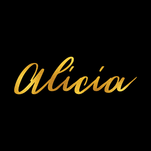 Alicia Name Hand Lettering in Faux Gold Letters by Pixel On Fire