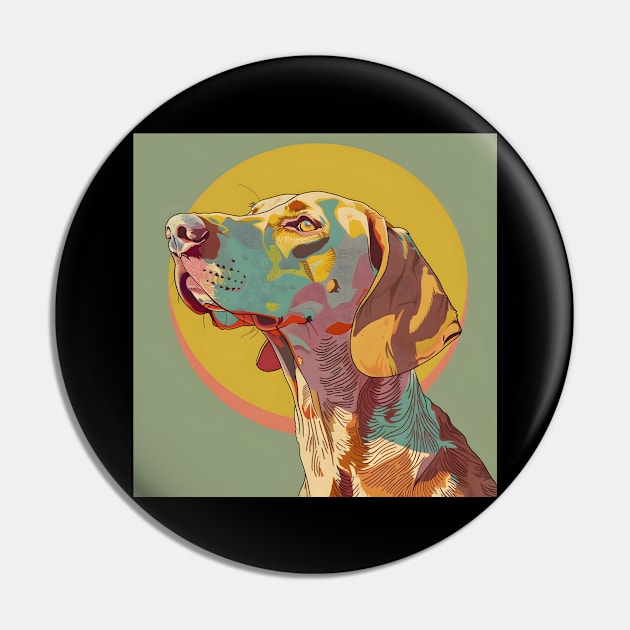 Retro Vizsla: Pastel Pup Revival Pin by NatashaCuteShop