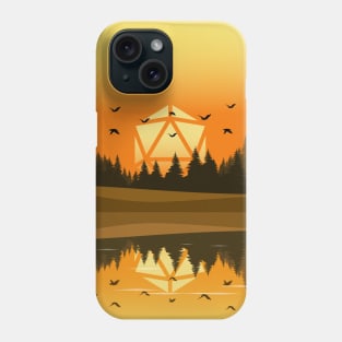 Peaceful River Sunset Forest 20 Sided Polyhedral Dice Sun TTRPG Landscape Phone Case