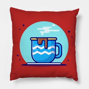 Hot Coffee on Plate Cartoon Vector Icon Illustration Pillow