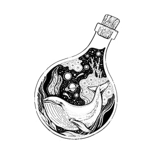 Cosmic Voyage - Universe in a Whale Bottle Art T-Shirt