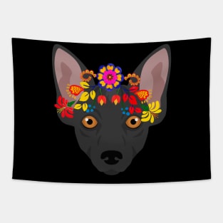 Floral Xolo Dog Portrait Tapestry