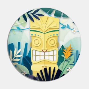 Tiki Statue Pin