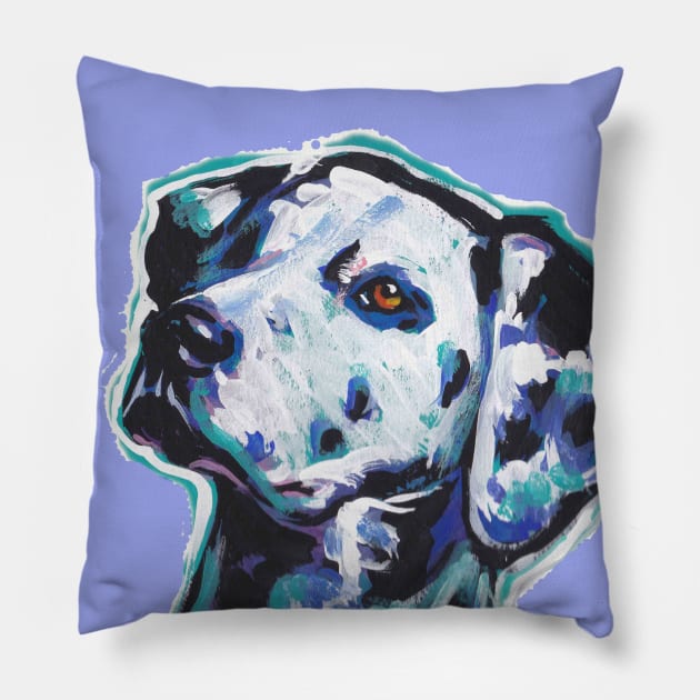 DALMATIAN Dog Bright colorful pop dog art Pillow by bentnotbroken11