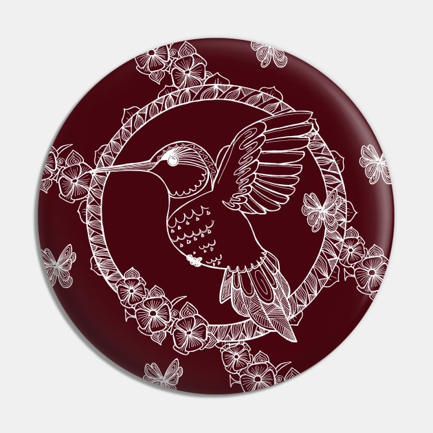 Hummingbird anti-stress&White_rosewood Pin by Eirene San