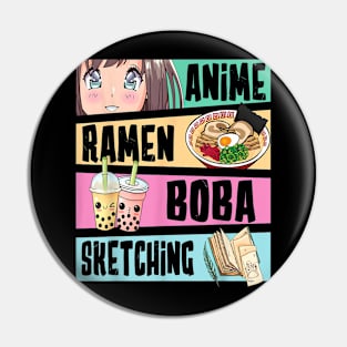 Anime Ramen Boba Sketching Kawaii Anime Lover Merch Gift Pin