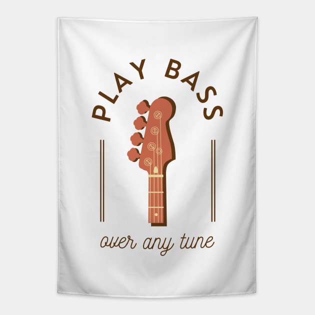 Play Bass Over Any Tune Bass Guitar Headstock Tapestry by nightsworthy