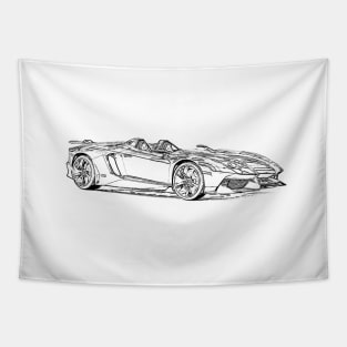 Aventador J Wireframe Tapestry