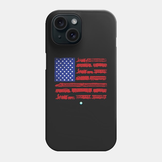 Train Sleep Commuter Locomotive Gift - American Flag Gift Phone Case by woormle