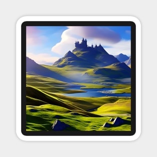 Psychedelic Highlands with a Castle in the distance Magnet