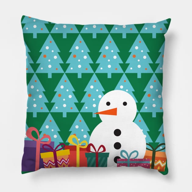 Snowman and chistmas celebration Pillow by Frim-Design