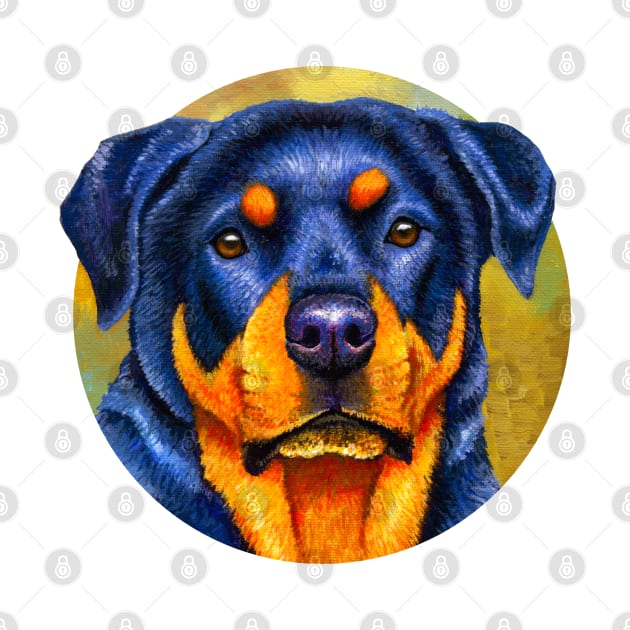 Cute Colorful Rottweiler by rebeccawangart