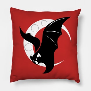 Bat Flying Crescent Moon Digital Art T-Shirt Design Pillow