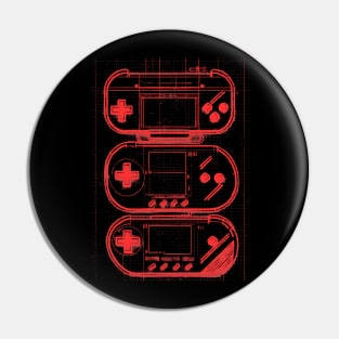 Red Handheld Gaming Blueprint Pin