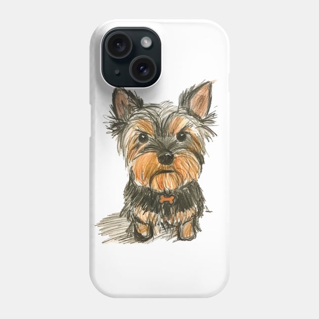 Cute Funny Angry Yorkshire Terrier Portrait Phone Case by VeryBadDrawings