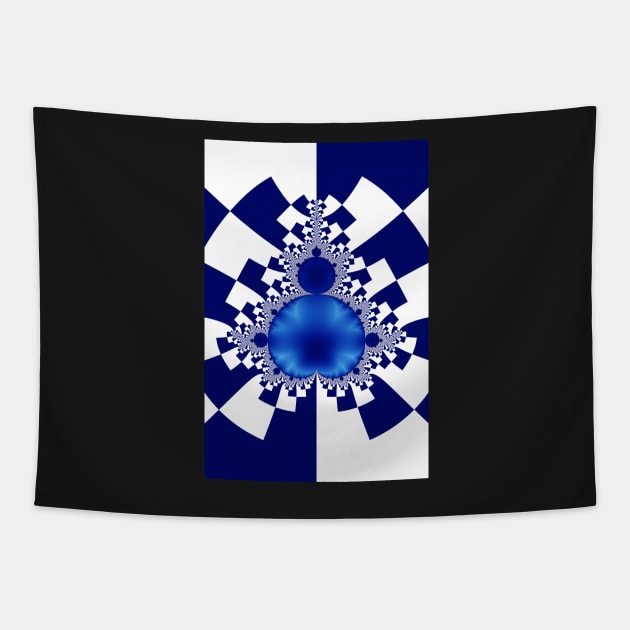 Mandelbrot Decomposition Blue & White 001 Tapestry by rupertrussell