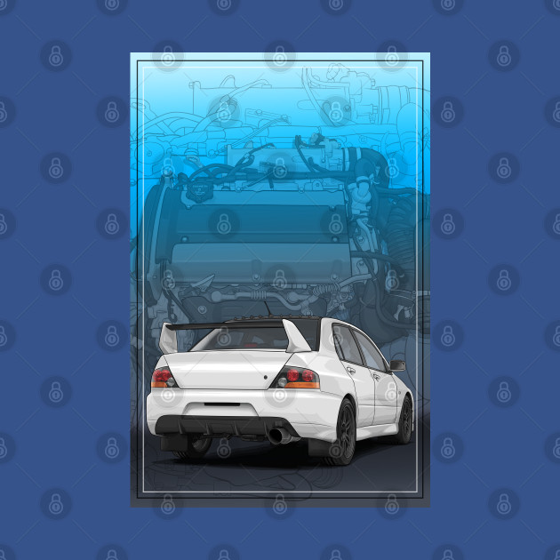 Discover Evo 9 Illustration with 4G63 engine - Evo - T-Shirt