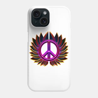 glowing peace sign flower Phone Case