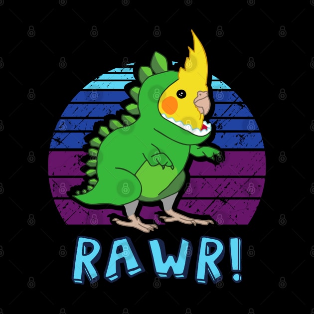 RAWR - Aesthetic Vaporwave Cockatiel Dinosaur by FandomizedRose