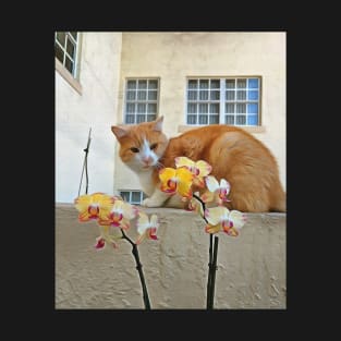 Cat Behind the Flowers T-Shirt