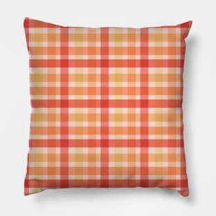 Peach Pink Gingham Pattern Romantic Cottage Farmhouse Pillow