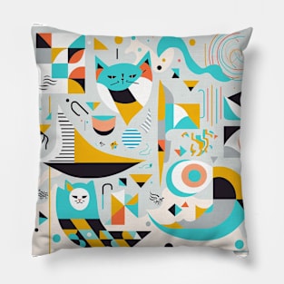 Abstract Colorful Cat Pattern Pillow