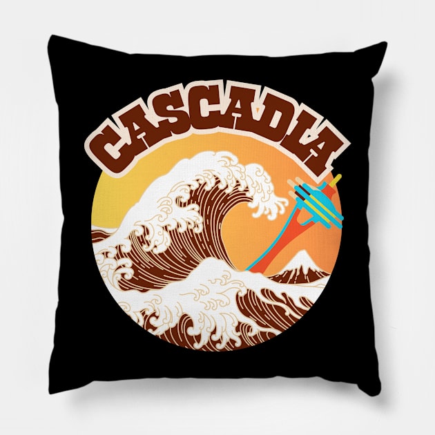 Cascadia. Great Wave of Coffee In A Cup. Pillow by SwagOMart