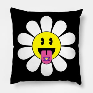 Psychedelic Smiley Flower Pillow