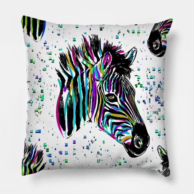 Zebra - Cute zebra - Cool zebra - Colorful zebra drawing Pillow by BabyYodaSticker