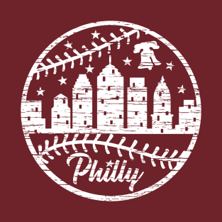 Philly Liberty Bell Skyline Baseball Laces Philadelphia PA T-Shirt