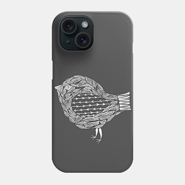White Boho Bird Henna Style Phone Case by NaturalDesign