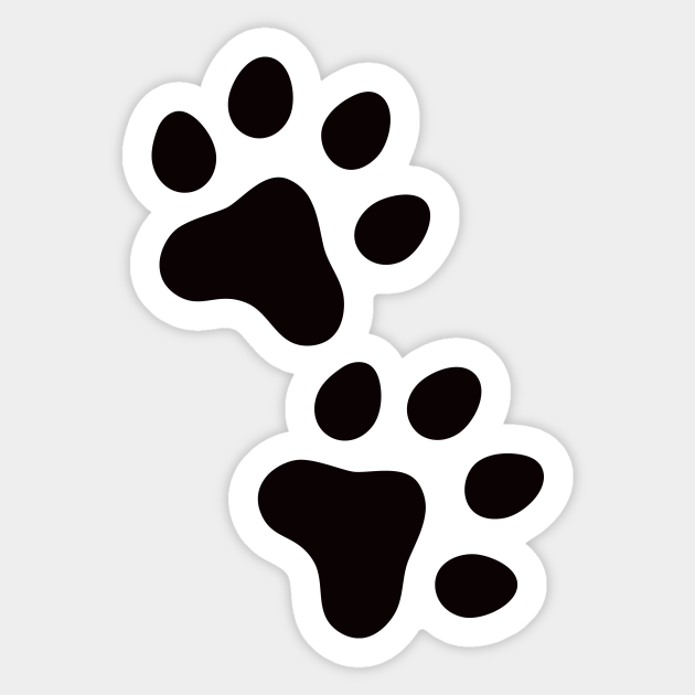 paw print animal track sticker black and white paw prints sticker teepublic